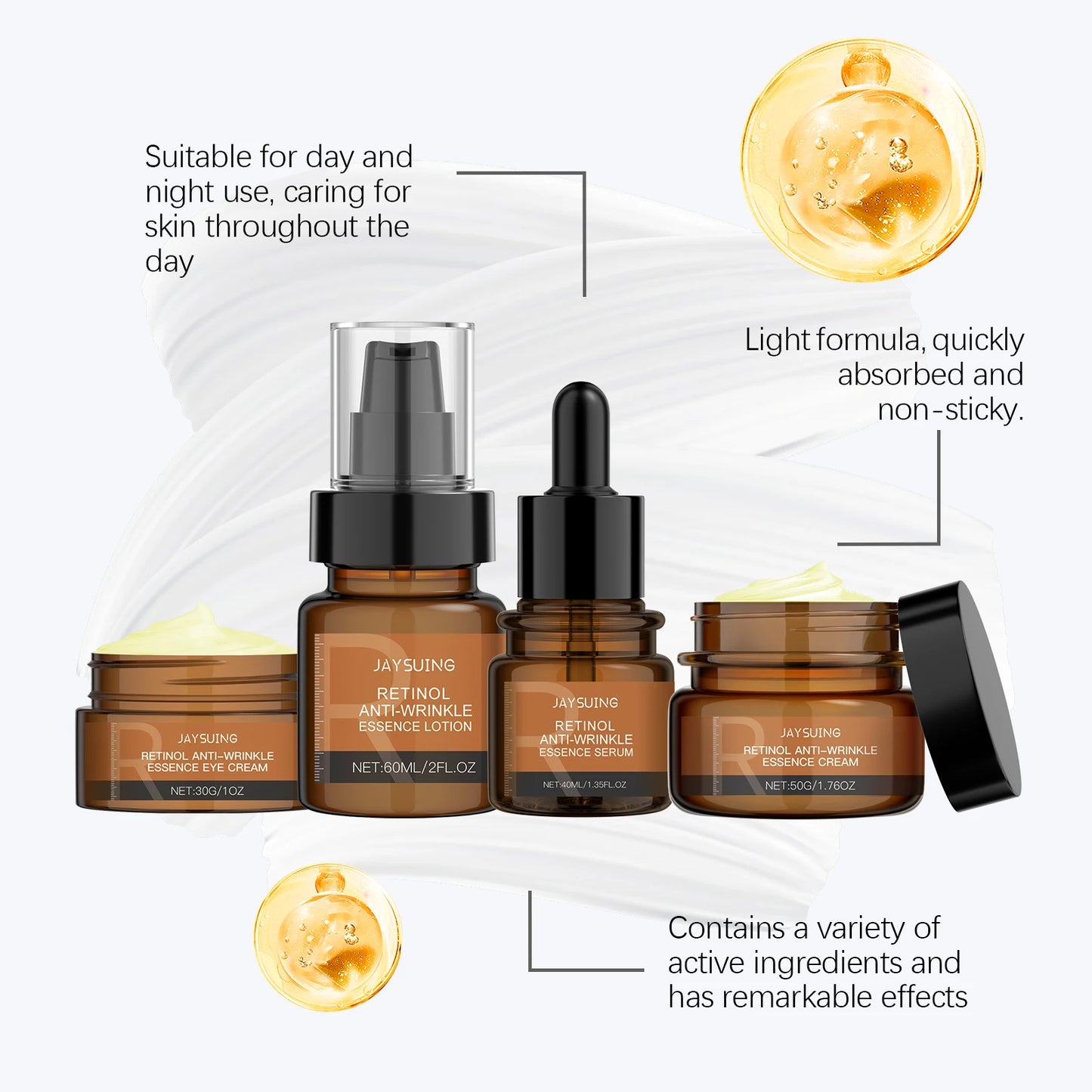 Anti-Aging Skin Care Set – Firming, Lifting & Wrinkle Repair (Serum, Cream, Lotion & Eye Cream)