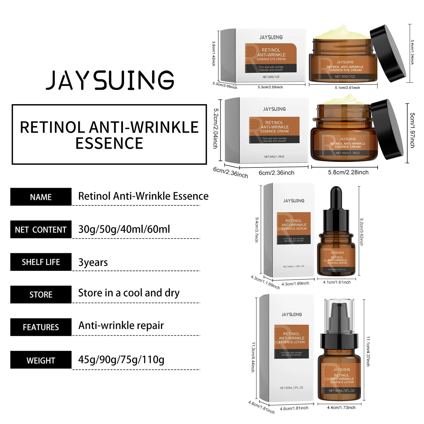 Anti-Aging Skin Care Set – Firming, Lifting & Wrinkle Repair (Serum, Cream, Lotion & Eye Cream)