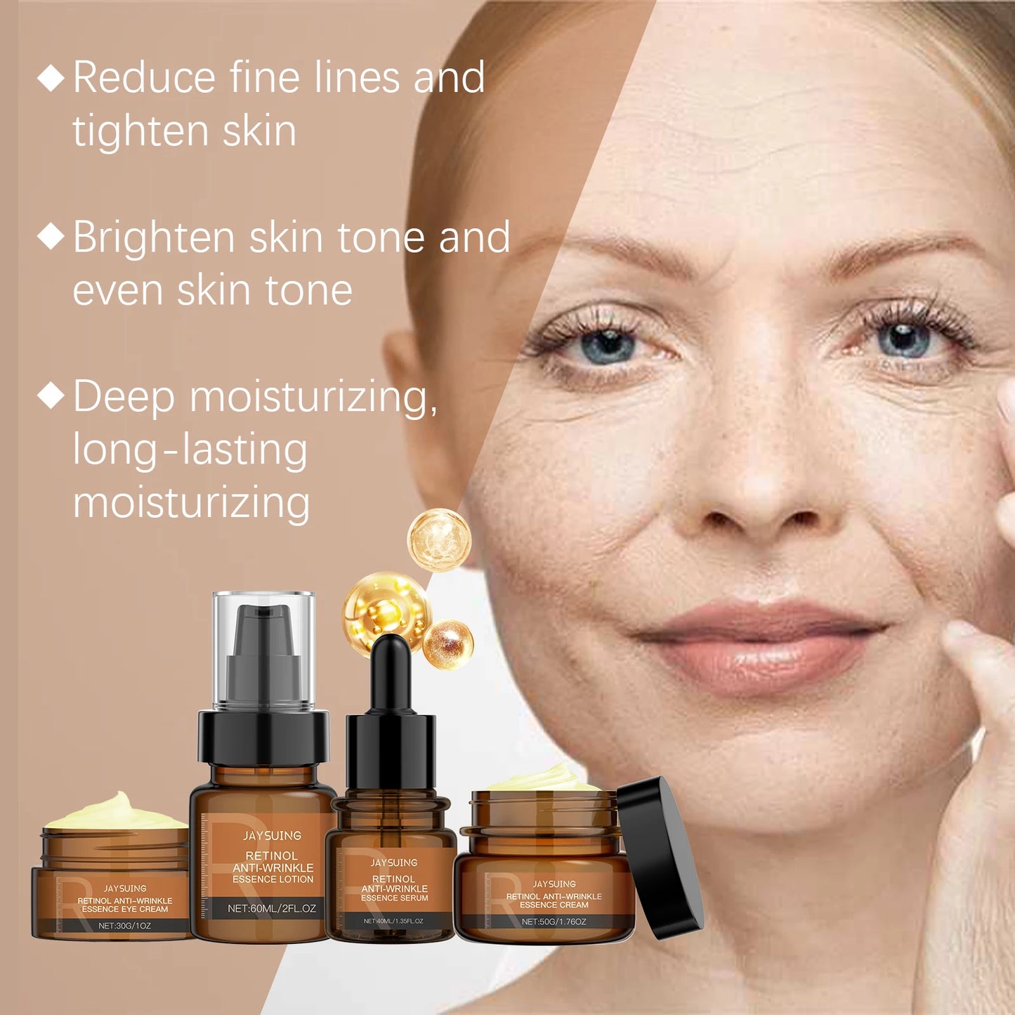 Anti-Aging Skin Care Set – Firming, Lifting & Wrinkle Repair (Serum, Cream, Lotion & Eye Cream)
